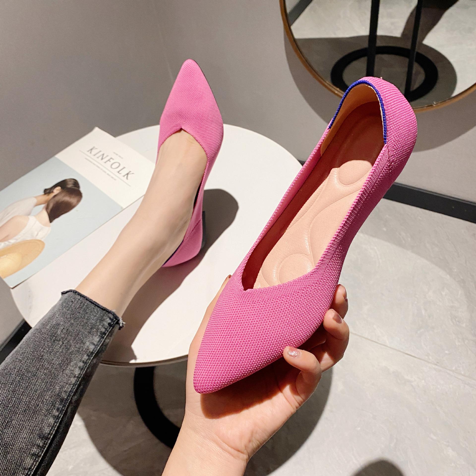 

Spring summer new comfortable shallow flat shoes with pointed soft soles breathable wear-resistant simple casual single shoes 42 червоний