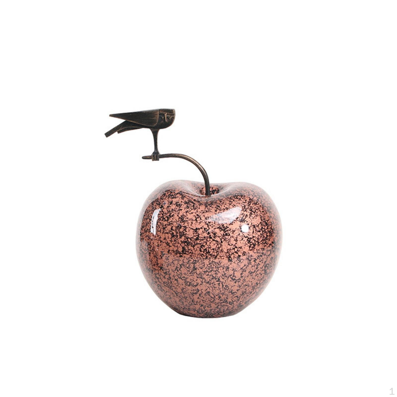 Bird FruitShaped Decor Speckled Finish Resin Ornament Tabletop Holiday Decoration for