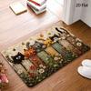 2D Flat Cute Cat Printed Faux Cashmere Bath Mat Absorbent Entrance Door Mat Non Slip Bathroom Rug