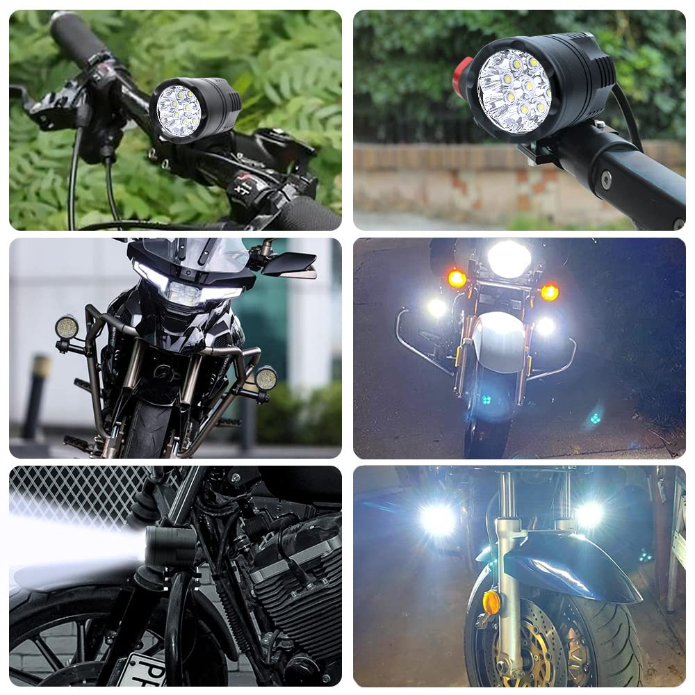 Motorcycle Fog 90W Auxiliary 9 High Long Shock Set of 2 X-STYLE Lights, LED, Compact, Waterproof, Headlight, Light, 12V/24V, LEDs, Brightness, Life,