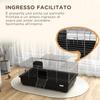 Rabbit Cage with 2 Doors and Removable Tray, in Metal and PP Plastic, 100x55x41 cm, Black and Silver
