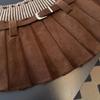 European & American Style Retro Knit Waistband Corduroy Pleated Short Skirt for Fall/Winter