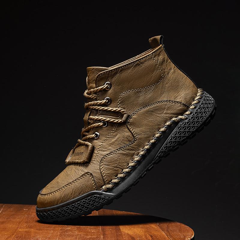 

2024 Autumn New High Quality Mens Casual Shoes Solid Colour High Top Shoes Chinese Style Comfortable Sneakers Light Outdoor Shoe 38 коричневий
