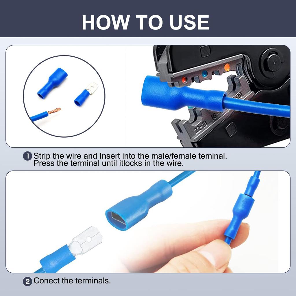 100pcs/50pairs Insulated Spade Electrical Wire Crimp Terminals Female Male Cold Pressing Lugs Wire Connectors Wiring Cable Plug