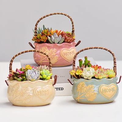 New Creative Succulent Portable Girl Flower Pot Ceramic Relief Plant Horticultural Pots for Plants Succulent Pot Planter