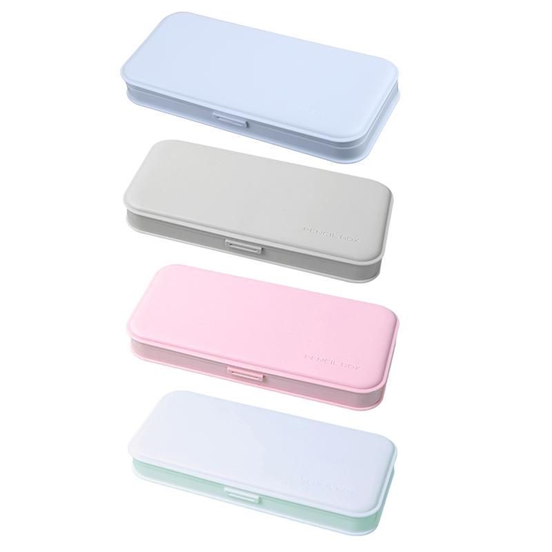 Colorful Plastic Pencil Boxes Macaron Pencil Boxes for School Crayon Marker Organizer Boxes for W/ Hinged Lids
