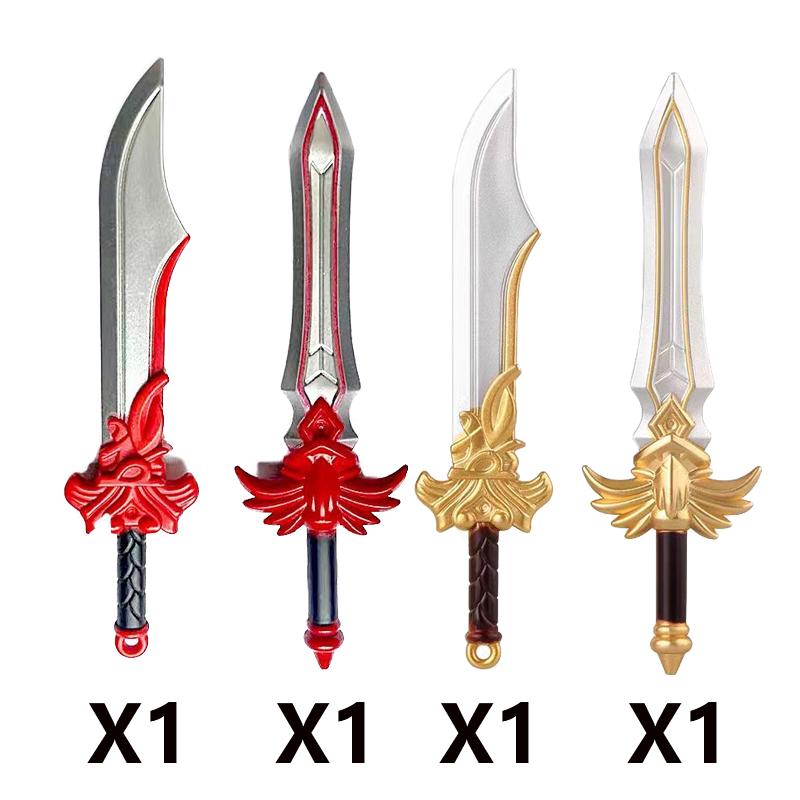 MOC Medieval Castle Knight Figures Waffen Accessories Flame Helmet Shoulder Armor Sword Toy