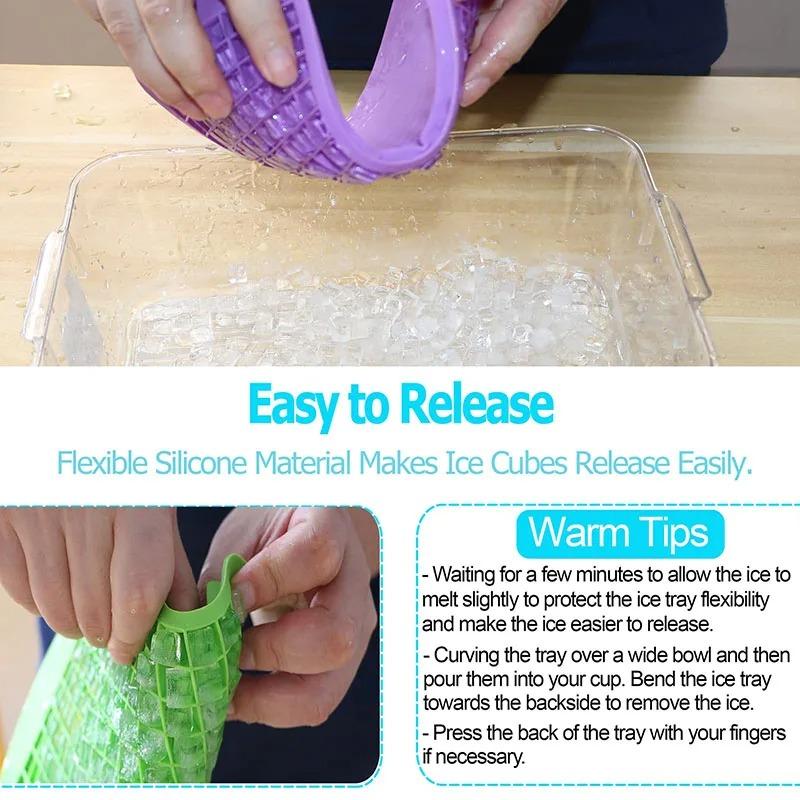 Crushed Silicone Mini Ice Cube Trays Easy Release Small Ice Cube Flexible Stackable Durable Mold BPA Free