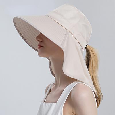 Frauen Snap Verschluss Große Krempe Hut Schutz Visiere Eimer Hut Sonnenschutz Fischer Hüte Im Freien Angeln Kappe Pferdeschwanz Sonnenhut