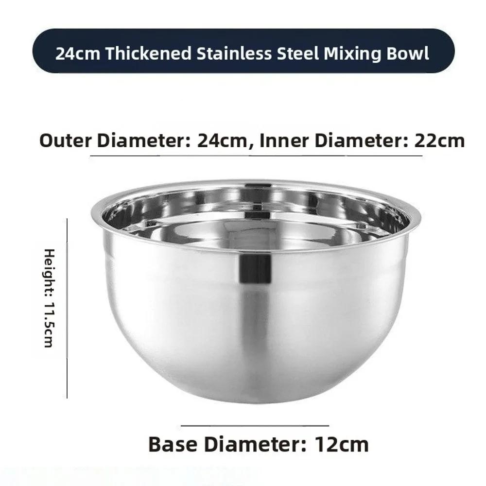 New Durable Stainless Steel Mixing Bowl Cold Vegetable Bowl Thickened Baking Fruit Salad Bowls Large Capacity Egg Mixing Basin
