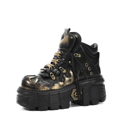 Unisex Gothic Platform Shoes - Punk Metal Height-Enhancing Motorcycle Boots