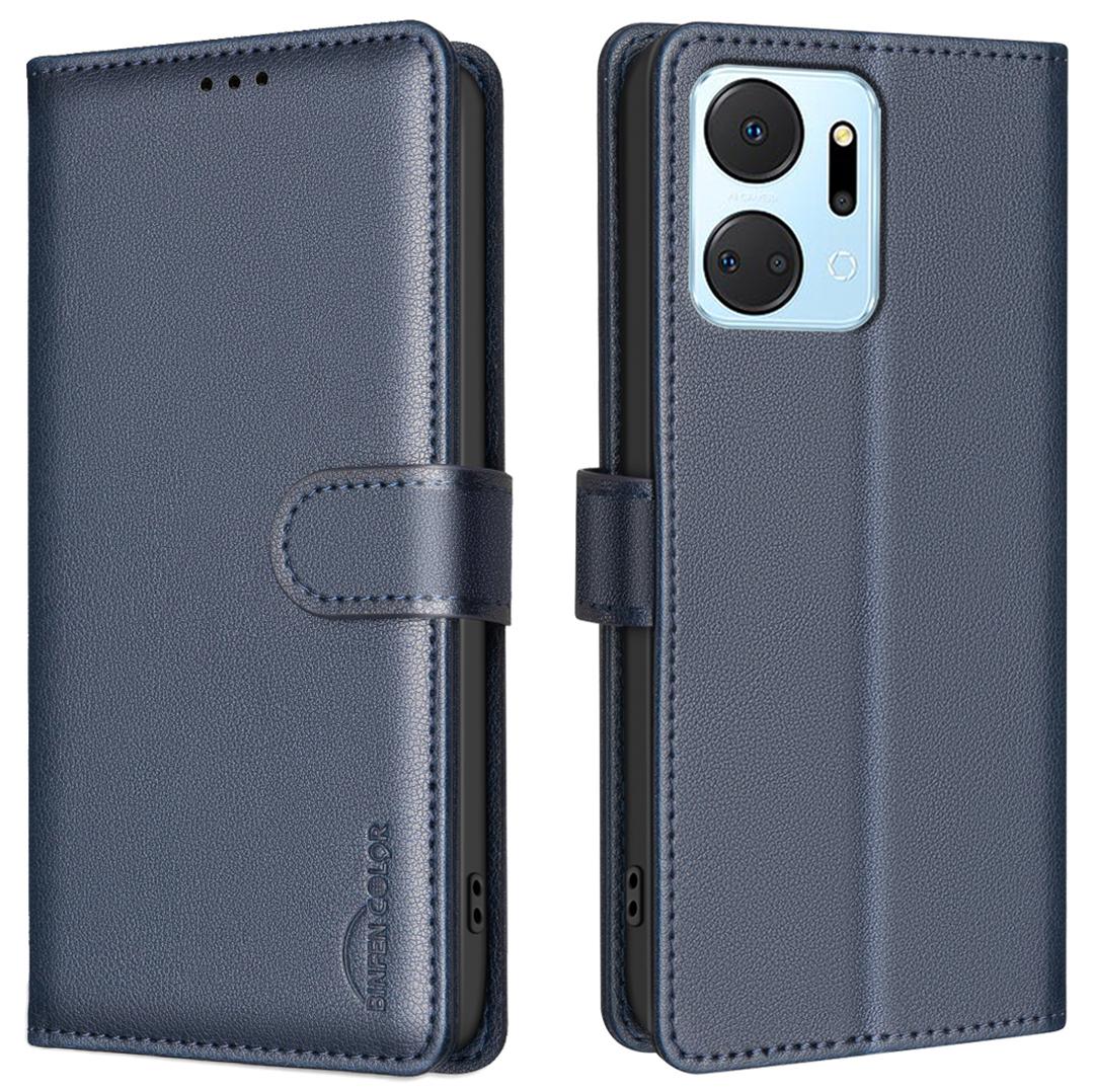 

BINFEN COLOR BF32 Чехол для Honor X7a 4G Кожаный чехол для телефона Магнитная застежка Blue