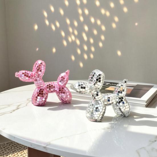 Disco Dog Ornament, Maximalist Balloon Dog Statue for Dog Mom & Dog Dad, Aesthetic Disco Ball Decor, Preppy Apartment Home Decor, Cute Room Decor &