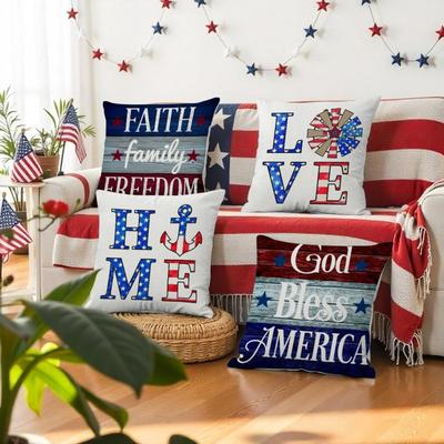 Summer Independence Day Series Throw Pillow Cases Linen Print Living Room Sofa Decorative Cushions