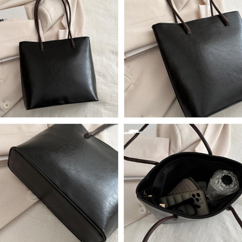 Womens Tote Bag Large Capacity Shopping Bag Girls Shoulder Bag Korean Style Handbags Fashion PU Leather Underarm Bag