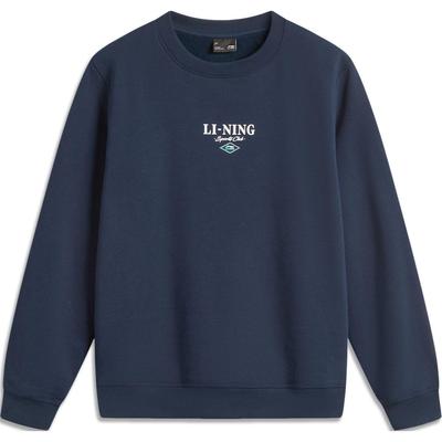 Li Ning Sports Lifestyle Series Letter Print Fleece Warm Sweatshirt Men Sweatshirt Deep-Navy-Blue AWDU679-4