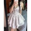White Floral Suspender Dress Children's Summer New Casual Milk Sweet Waist Princess Tutu Dress