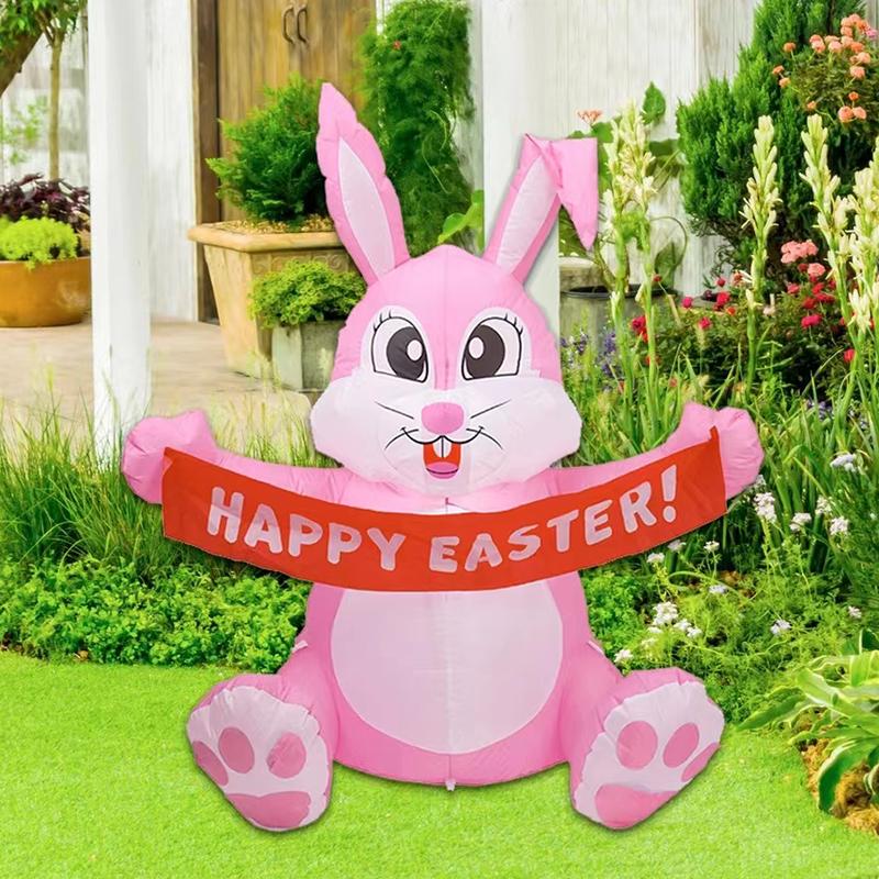 Multitypes Inflatable Toy Giant Rabbit Egg Happy Easter Inflated Model Decoration with LED Lights Bunny Outdoor Yard Bunny Decor