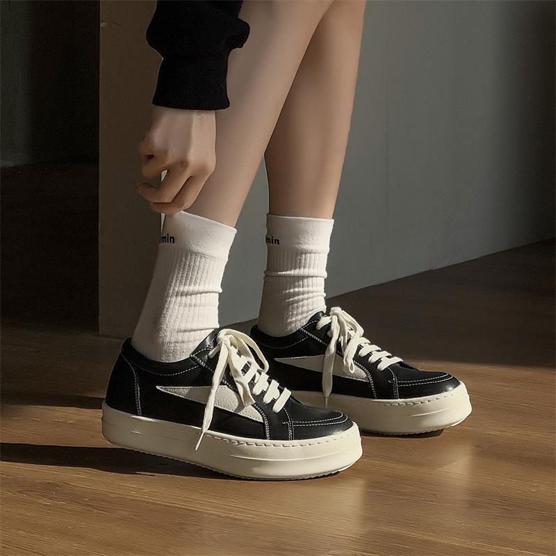 Autumn and Winter American Inverted Triangle Board Shoes Men's Thick-soled Heightening German Training Shoes Tide and Low-top Versatile Casual Leathe