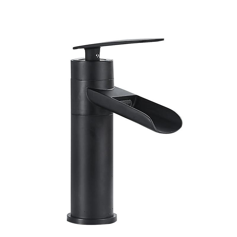 Antique Basin Faucets Waterfall Faucet Bathroom Black Sink Taps Single Lever Hot and Cold Water Mixer Taps Black White
