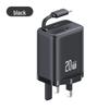 USAMS 30W GaN Retractable Compact Fast Charger for Apple & Android (EU/UK Compatible)