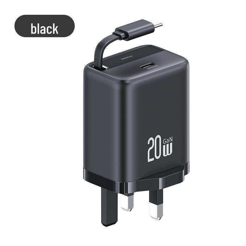 USAMS 30W GaN Retractable Compact Fast Charger for Apple & Android (EU/UK Compatible)