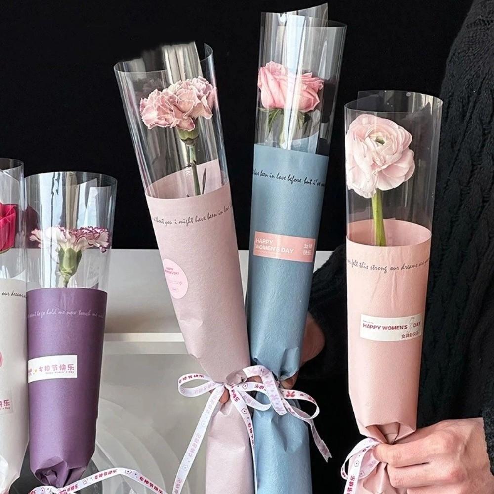 20 Pieces Waterproof Hug Bucket Bouquet Transparent Flower Wrapping Paper  Valentine's Day