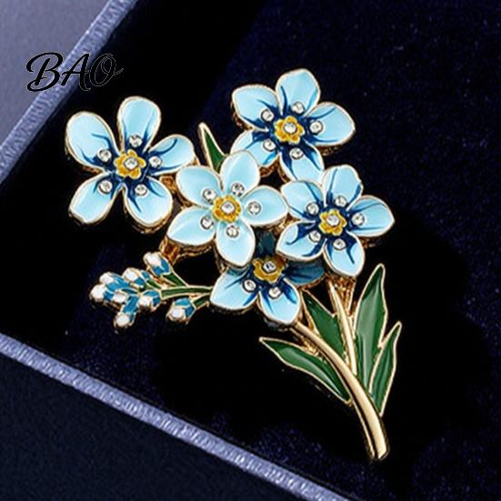 Unique Jewelry for Daily Wear Forget Me Not Flower Brooch, Alloy Blue Floral Lapel Pin, Memorial Enamel Gold Metal Pin Brooch Coat, Dress, Hats, Bags,