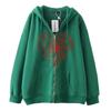 Colorful Spider Web Print Zip Up Hoodie Loose Fit Streetwear Y2K Couple Outerwear