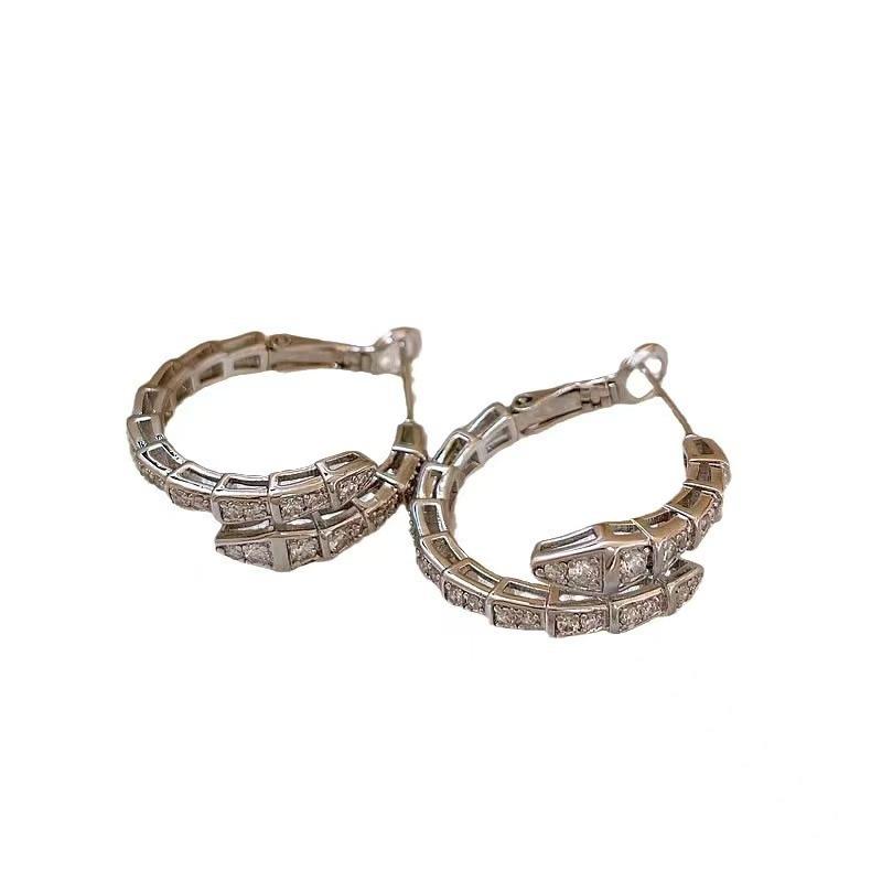 Unique Design Snake Zircon Stud Earrings Women's Ear Buckle New Light Luxury Snake Bone Earrings Exquisite Versatile Fashion Earrings