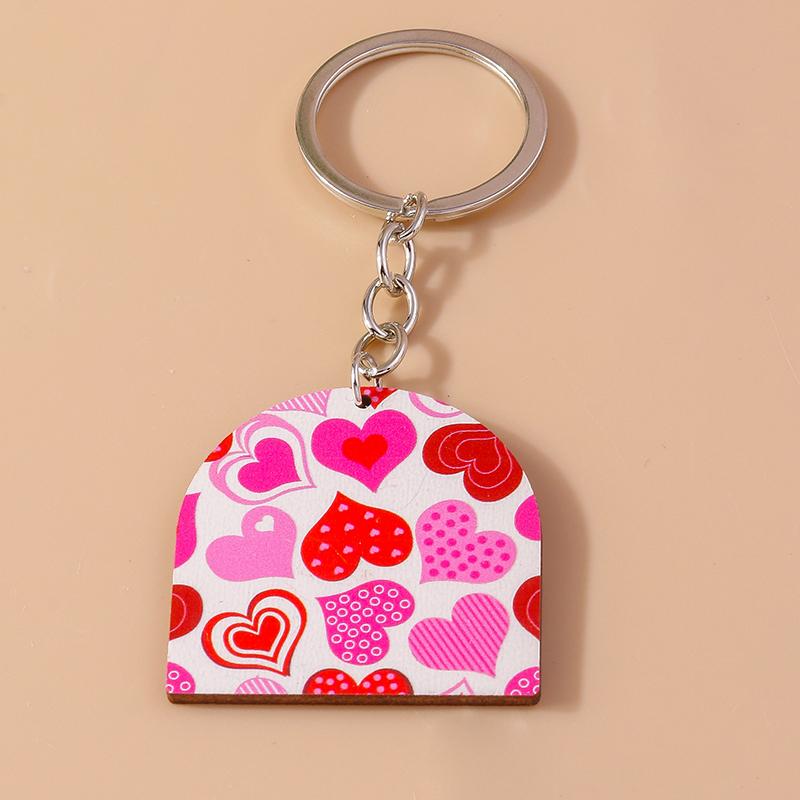 Romantic Wood Keychain Charms Love Heart Lip Keyrings Pendants for Women Girls Handbag Decor DIY Valentine's Day Key Chain Gifts