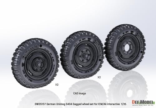 Diff Model 1/35 Scale Modern German Unimog S404 Weight-Deforming Tire Set (for AK Interactive/ICM) Plastic Model Kit Parts DW35157