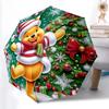 1pc Sturdy 8-Bone Auto Umbrella, Pooh Bear Christmas Wreath Umbrella, Digital Printed, Foldable Umbrella for On-the-Go Outdoor Use