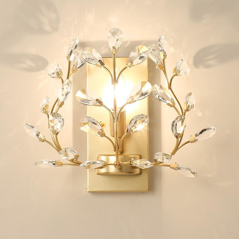 E14 Wall Sconce Crystal Wall Light Simple And Creative Bedroom Bedside Wall Lamp Crystal Lights Gold/Sliver For Home Ligting