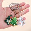 Cute Resin Christmas Key Chain Santa Claus Snowman Christmas Tree Key Rings for Men Women Handbag Pendants DIY Jewelry Gifts