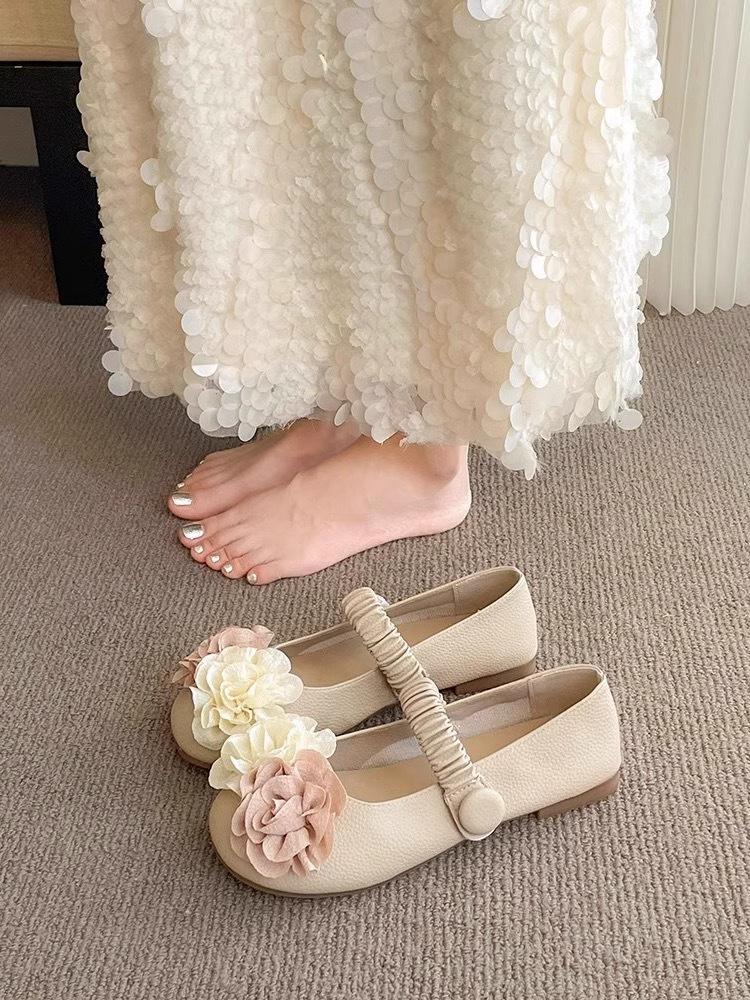 

Нишевые туфли-лодочки с нежным цветочным декором, женские, осень 2025, новая коллекция, ретро, нежные вечерние туфли, Мэри Джейн 40 абрикосовый