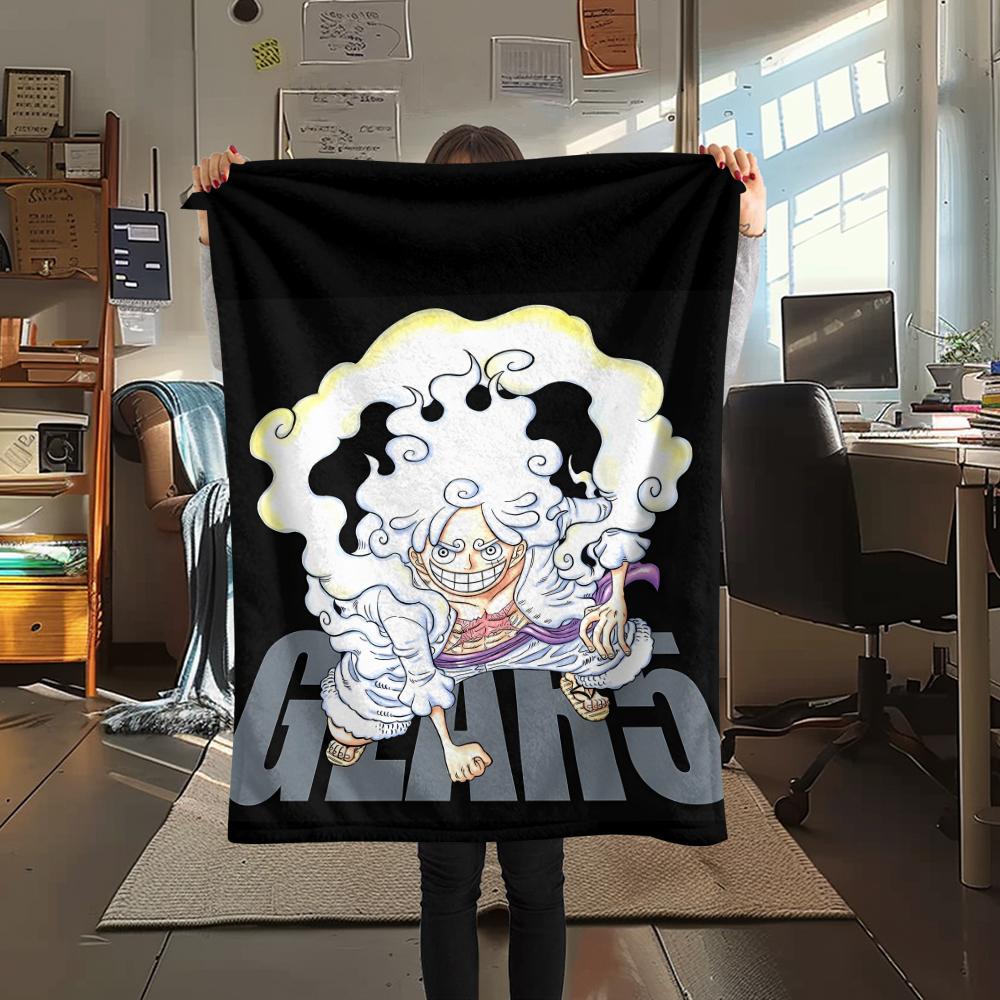 One Piece Charakter Print Flaneldecke, Hohe Qualität, Bequem für alle Jahreszeiten, Heimdekoration, Wärme und Komfort, Perfekt für Weihnachtsgeschenke