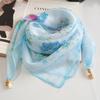 Luxury Silk Scarf Printed Small Square Scarf Fashion Magnetic Buckle Scarf  For Women