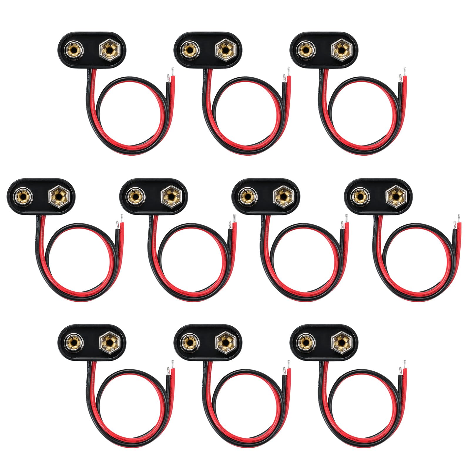 

MZHOU 9V Battery Connector, 10 PCS T Type 9 Volt Buckle Connector for Equipment with Hard Plastic Battery (T Type, 10 Pieces)