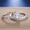 Huitan 2PC Bridal Ring with Round Brilliant Cubic Zircon Prong Setting Anniversary Engagement Wedding Rings for Women Size 5-12