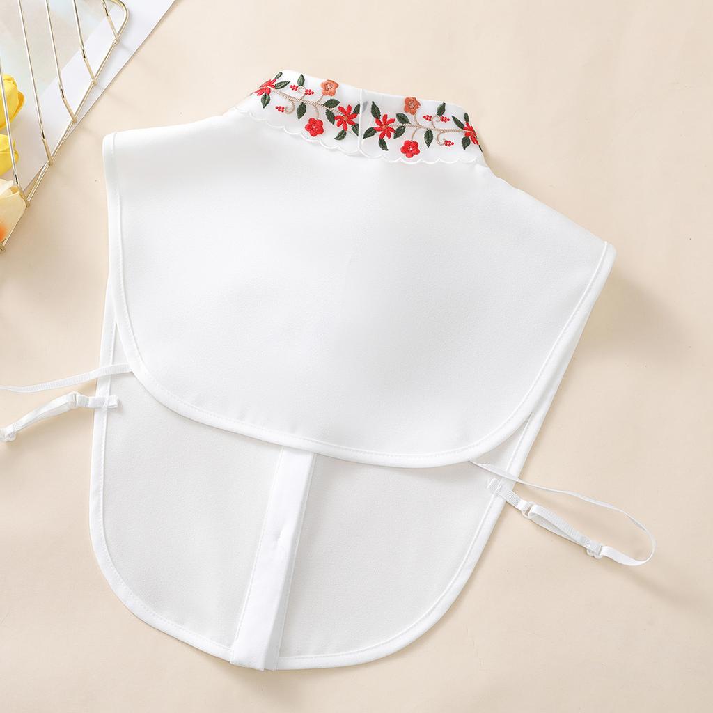 Idealne Dopasowanie Damska Moda Haftowany Kolorowy Kwiatowy Kołnierzyk Z Dołem Swetra Koszula Wszechstronny Odpinany Szyfonowy Sztuczny Kołnierzyk