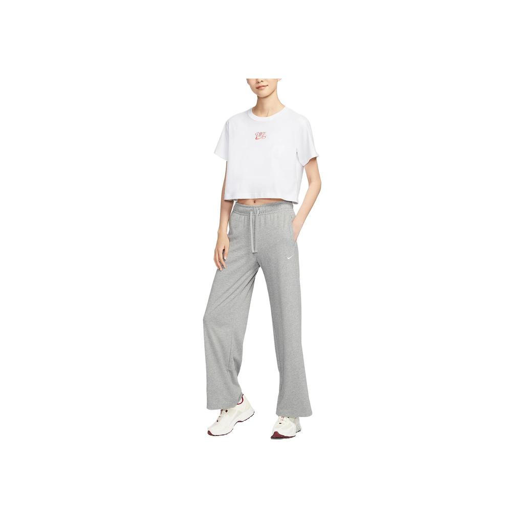 Nike Sportswear Comfortable Soft Skin-Friendly Fashion Loose Wide-Leg Knit Sports Pants Women Bottoms Dark-Gray II1870-063
