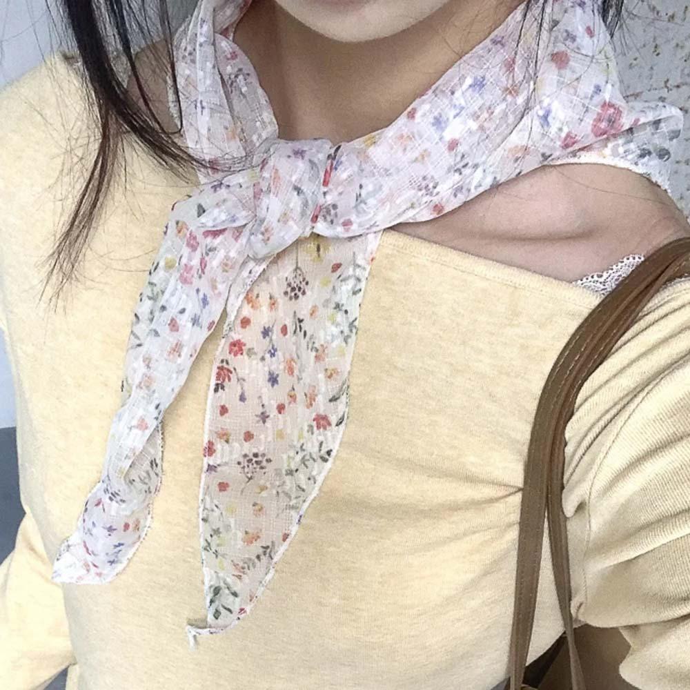 Cotton Floral Headscarf Breathable Bohemian Hair Band Sweet Spring Silk Scarves  Girls