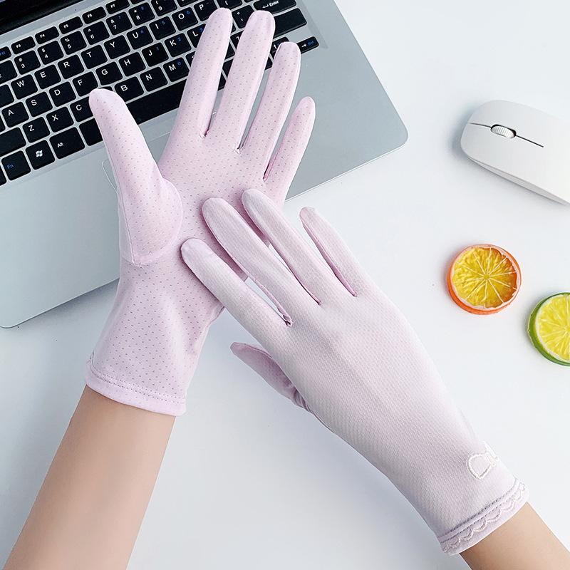 Women’s Ice Silk Full Finger UV Protection Gloves, Touchscreen Quick-Dry Summer Gloves for Cycling Driving Electric Scooter