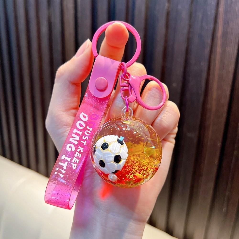 

Pendant Soccer Key Chain Transparent Quicksand Bottle Small Ornament Bag Charm червоний