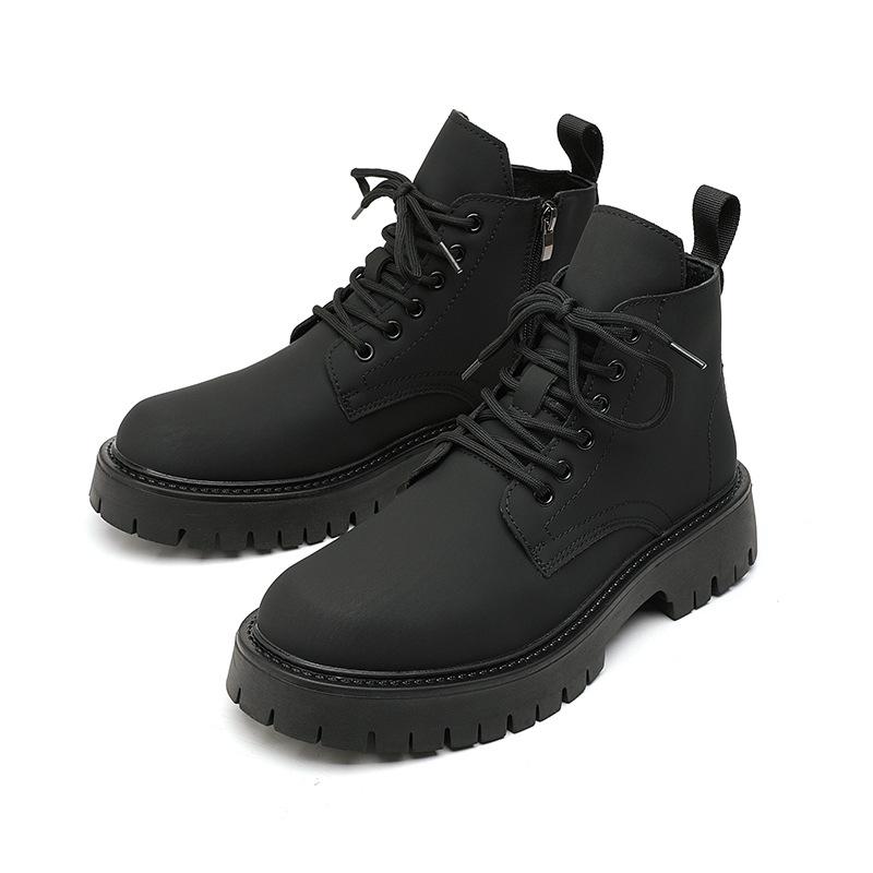 British style ins black Martin boots men's trend autumn and winter tooling locomotive boots Korean version high top 3305-R