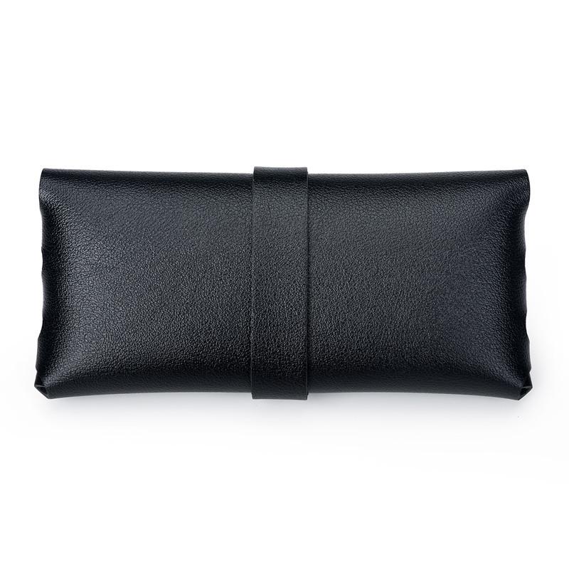 Snap-Button PVC Leather Eyeglass and Sunglasses Case - Soft Black and White Design