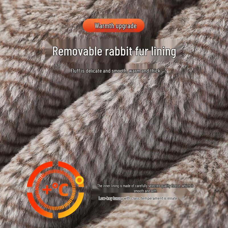 Men's Removable Rabbit Fur Lined Thickened Parka