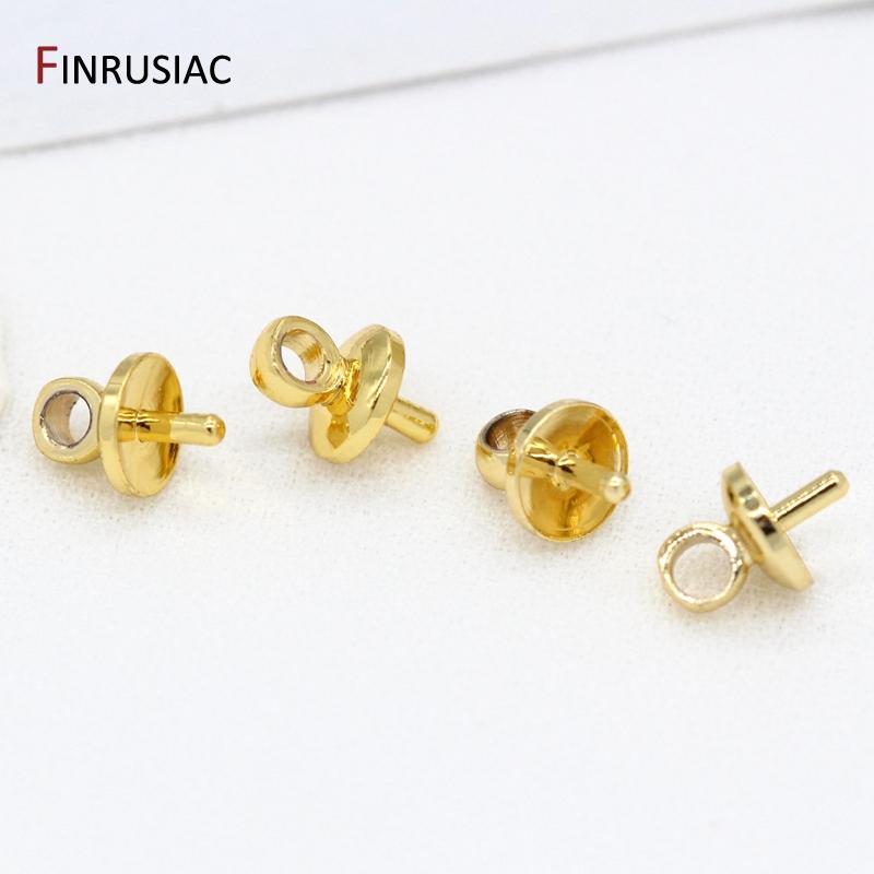 

Jewelry Making Supplies 3/4/5mm 14k Gold Plated Brass peg bails Charm Pendant Connectors DIY Pearl Accessories 3mm-30 Pieces