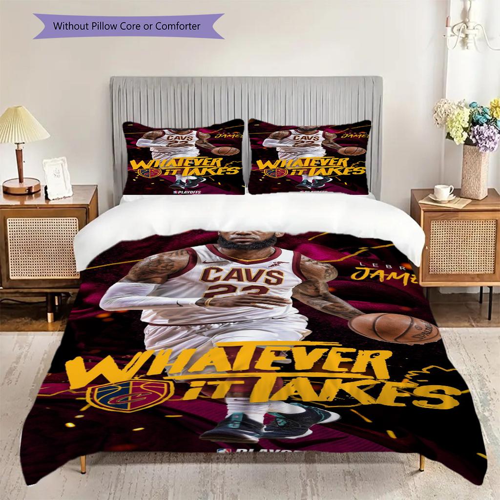 James NBAs AllTime Legend Three-piece Set(1 * Duvet Cover + 2 * Pillowcase, Without Core) Soft and Comfortable Bedding Set Christmas Birthday Gift